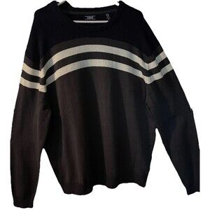 IZOD Mens Gray Blue & White Striped Premium Essentials Crewneck Sweater XXL